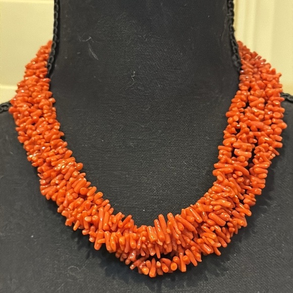 Vintage 5 Strand Natural Branch Mediterranean Coral Necklace & iBracelet - Picture 2 of 5